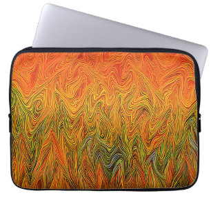"Neural Firestorm" Abstract Yellow Orange Laptop Sleeve