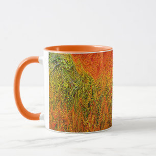 "Neural Firestorm" Abstract Yellow Orange Mug