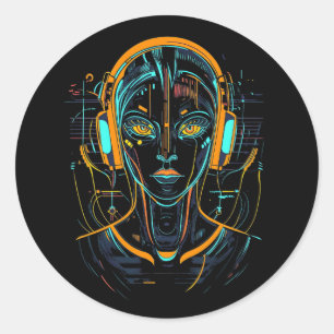 Neural Frequency Classic Round Sticker