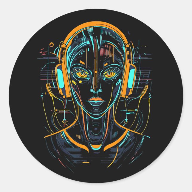 Neural Frequency Classic Round Sticker (Front)