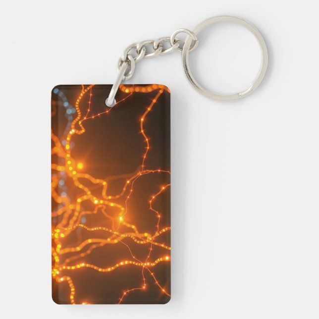 Neural Glow: Electric Pathways of Light Key Ring (Back)
