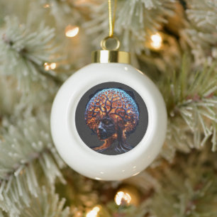"Neural Harmony: A Vision of Clarity and Growth" Ceramic Ball Christmas Ornament