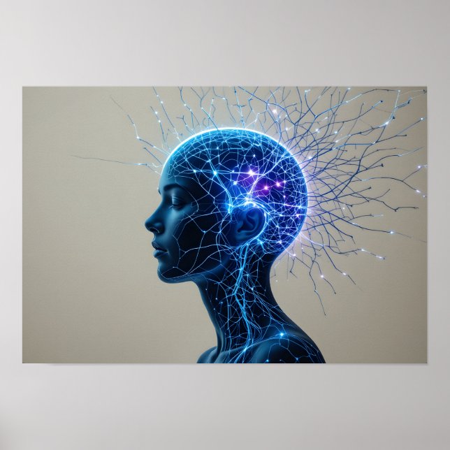 Neural Portrait Poster Abstract Wall Art (Front)