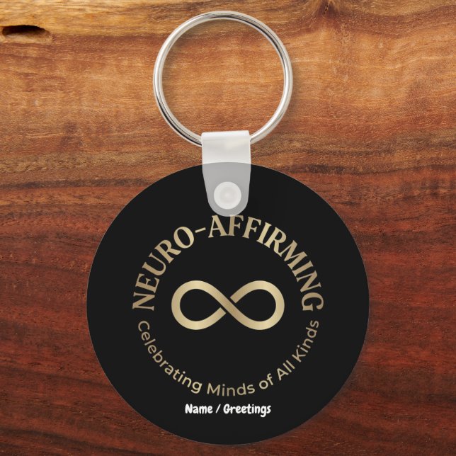 Neuro Affirming Rainbow Infinity Art Neurodiverse Key Ring (Front)