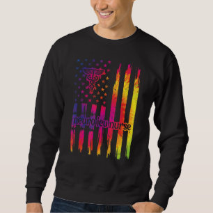 Neuro Icu Nurse Us Flag Neurology Intensive Care U Sweatshirt