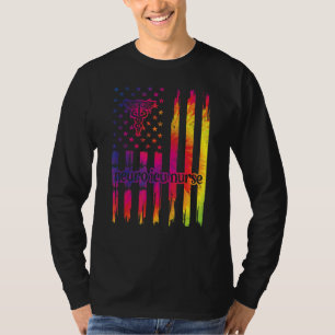 Neuro Icu Nurse Us Flag Neurology Intensive Care U T-Shirt