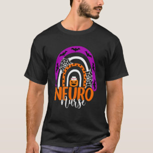 Neuro Nurse Halloween Pumpkin Rainbow Neuroscience T-Shirt