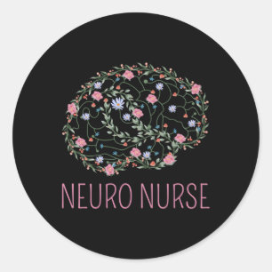 Neuro Nurse Neurology Brain Of Flowers Classic Round Sticker