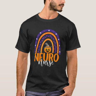 Neuro Nurse Neuroscience Rainbow Halloween Pumpkin T-Shirt