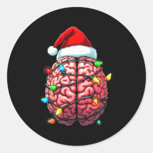 Neuro Nurse Xmas Santa Hat Neurology Premium Tri-b Classic Round Sticker