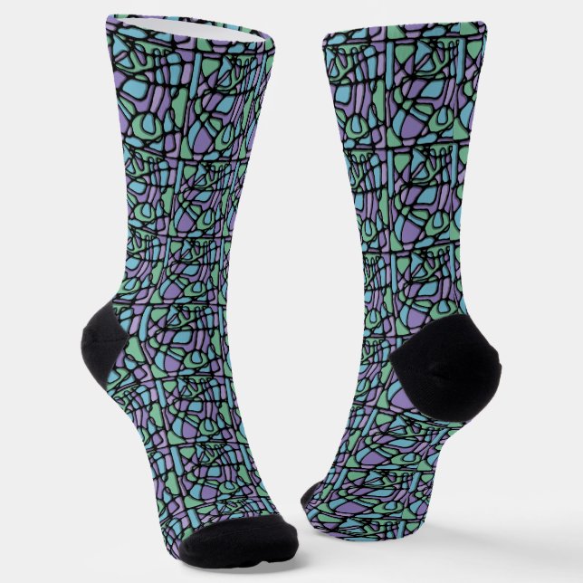 Neuroart Stained Glass All-Over-Print Socks (Angled)