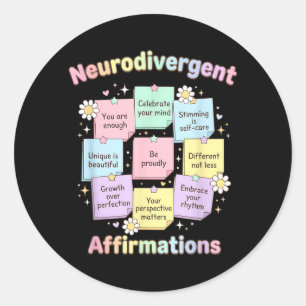 Neurodivergent Affirmations Autism Awareness Classic Round Sticker