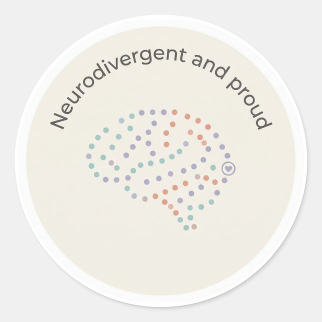 Neurodivergent and Proud Brain Dot Art Sticker (Front)