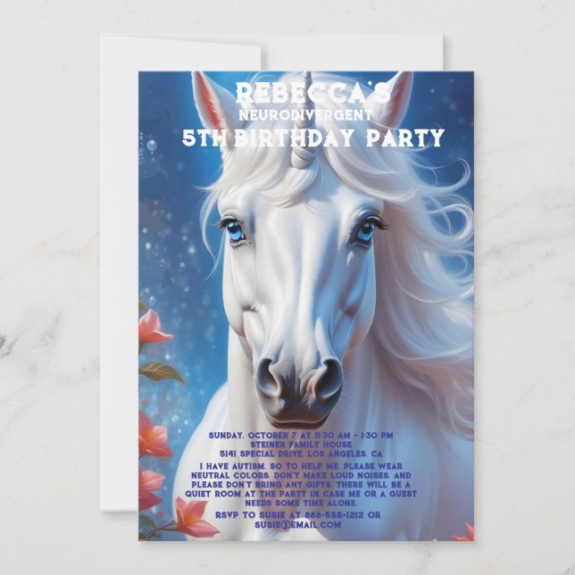 Neurodivergent Autistic Birthday Party Invitation (Front)