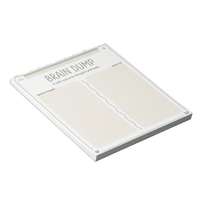 Neurodivergent Brain Dump To-Do List Calm Notepad (Angled)