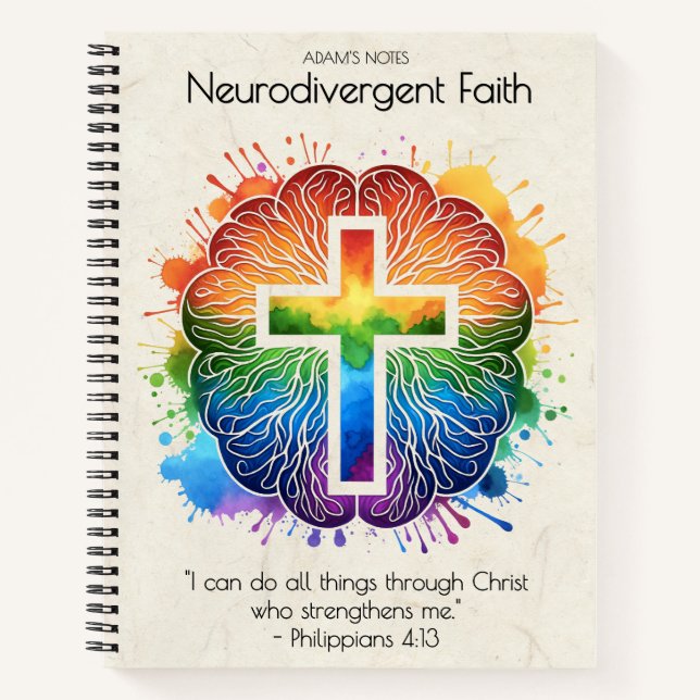 Neurodivergent Faith - Rainbow Brain Notebook (Front)
