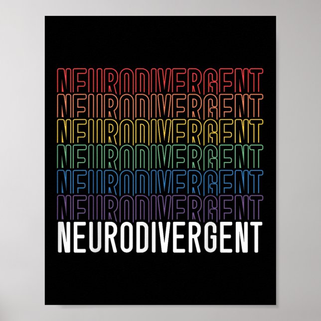 Neurodivergent Neurodiversity Rainbow Adhd Asd Poster (Front)