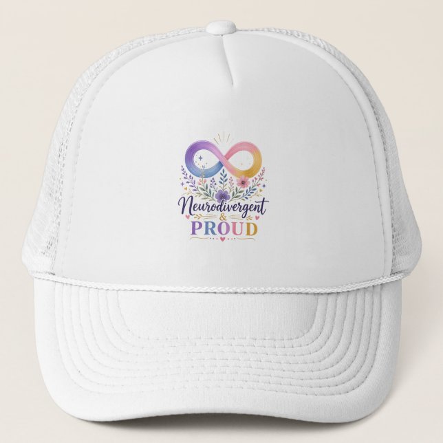 Neurodivergent & Proud Rainbow Infinity Trucker Hat (Front)