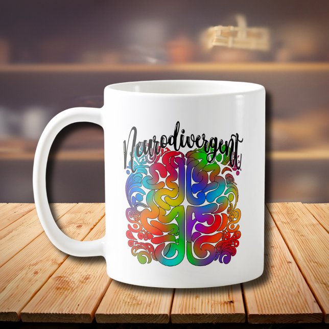 Neurodivergent Rainbow Brain for Autism Acceptance Coffee Mug (Creator Uploaded)