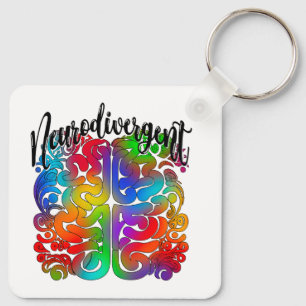 Neurodivergent Rainbow Brain for Autism Acceptance Key Ring