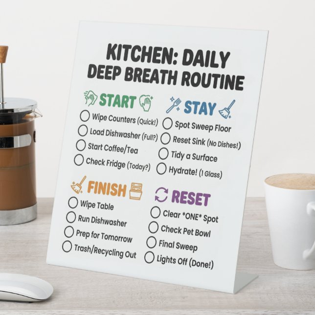 Neurodivergent Routine - Kitchen Checklist  Pedestal Sign (In SItu)