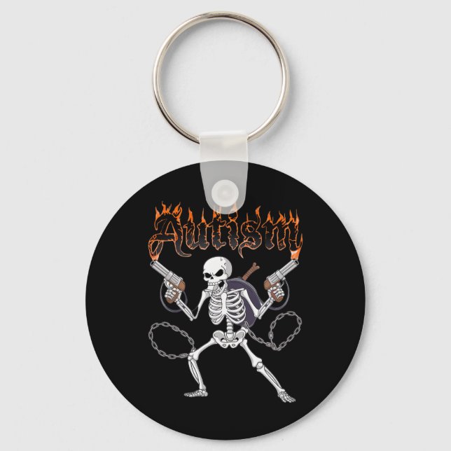 Neurodivergent Skeleton Warrior Autism Awareness  Key Ring (Front)