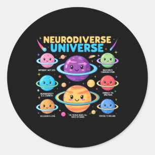 Neurodiverse Autism Awareness Universe Special Edu Classic Round Sticker