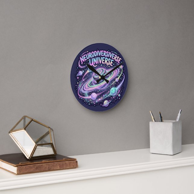 Neurodiverse Universe ADHD Autism Home Decor Round Clock (Office)