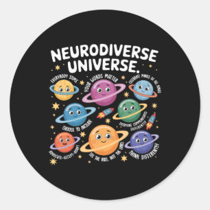 Neurodiverse Universe Autism Inclusion Planets Awa Classic Round Sticker
