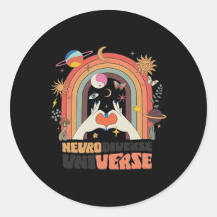 Neurodiverse Universe Celestial Retro Autism Aware Classic Round Sticker