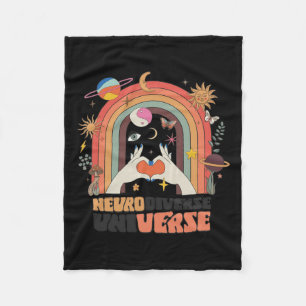 Neurodiverse Universe Celestial Retro Autism Aware Fleece Blanket
