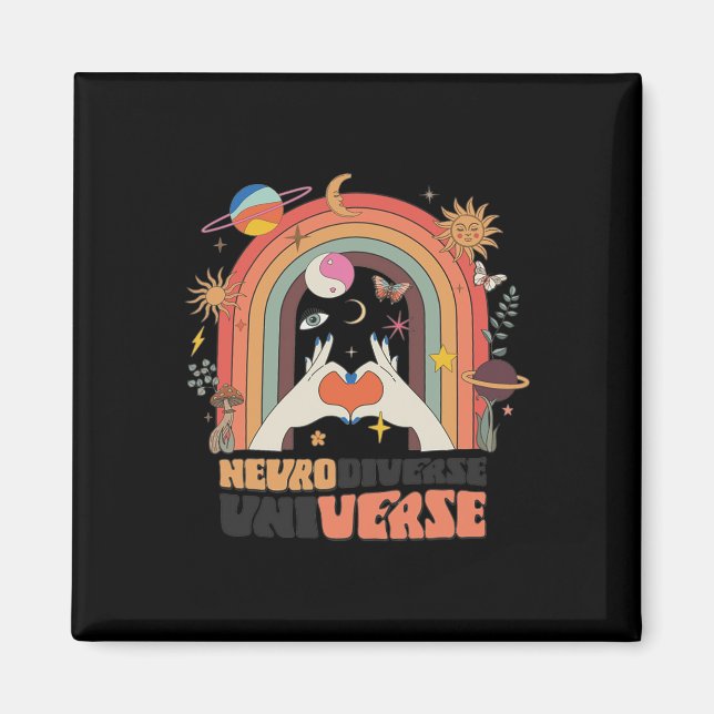 Neurodiverse Universe Celestial Retro Autism Aware Magnet (Front)