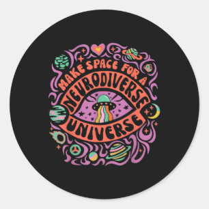 Neurodiverse Universe Neurodiversity Adhd Autism A Classic Round Sticker