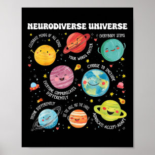 Neurodiverse Universe Planet Autism Awareness Neur Poster