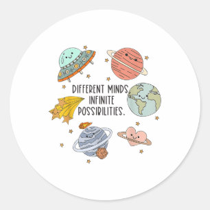 Neurodiverse Universe Planet Autism Awareness Supp Classic Round Sticker