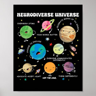 Neurodiverse Universe Planet Autism Awareness Supp Poster