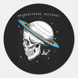 Neurodiverse Universe Skull Neurodiversity Autism Classic Round Sticker