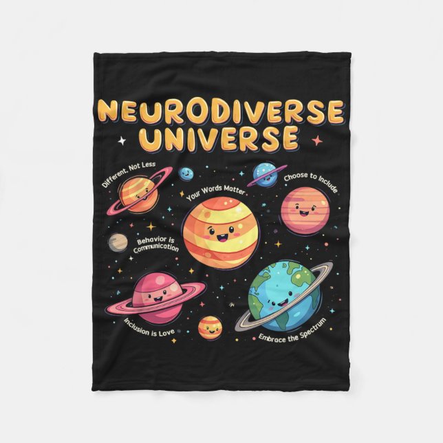 Neurodiverse Universe Special Education Autism Awa Fleece Blanket (Front)