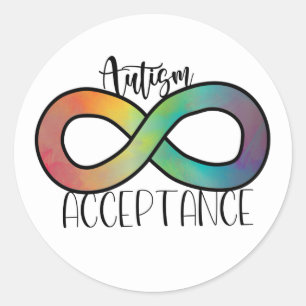 Neurodiversity Autism Acceptance Rainbow Button Classic Round Sticker