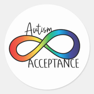 Neurodiversity Autism Acceptance Rainbow Button Classic Round Sticker