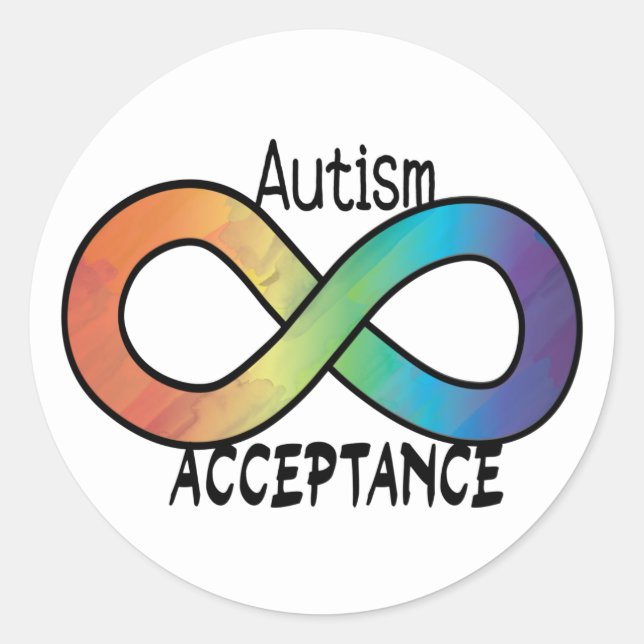 Neurodiversity Autism Acceptance Rainbow Button Classic Round Sticker (Front)