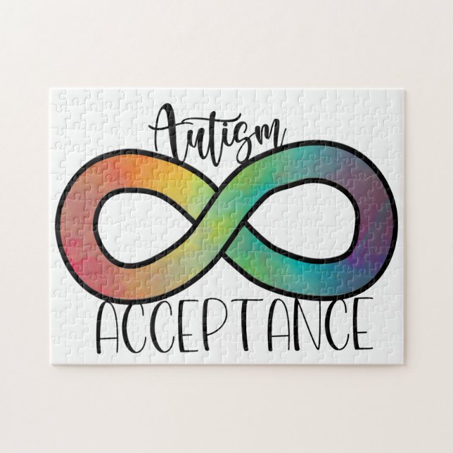 Neurodiversity Autism Acceptance Rainbow Button Jigsaw Puzzle (Horizontal)