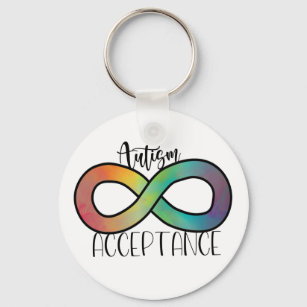 Neurodiversity Autism Acceptance Rainbow Button Key Ring