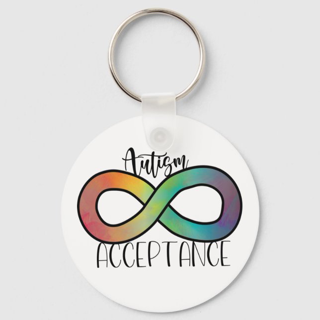 Neurodiversity Autism Acceptance Rainbow Button Key Ring (Front)