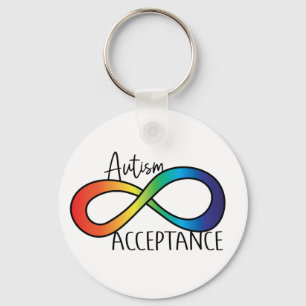 Neurodiversity Autism Acceptance Rainbow Button Key Ring