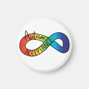 Neurodiversity Autism Acceptance Rainbow Button Magnet