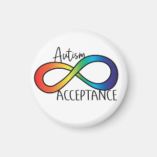 Neurodiversity Autism Acceptance Rainbow Button Magnet