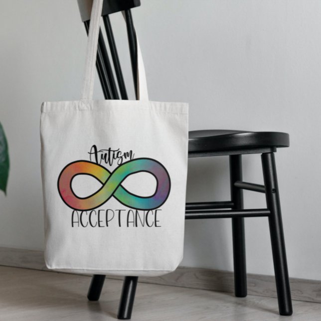 Neurodiversity Autism Acceptance Rainbow Button Tote Bag (Creator Uploaded)