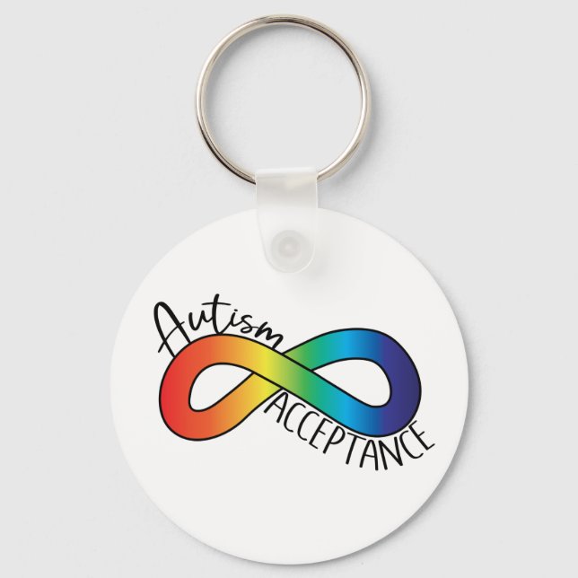 Neurodiversity Autism Acceptance Rainbow  Key Ring (Front)