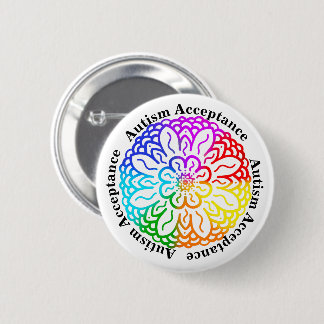Neurodiversity Autism Acceptance Rainbow Mandala 6 Cm Round Badge